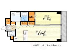 カルム江坂 1LDKの間取図画像