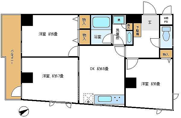 日興ロイヤルパレス白山 4F｜東京都文京区白山5丁目(賃貸マンション3DK・4階・53.40㎡)の写真 その2