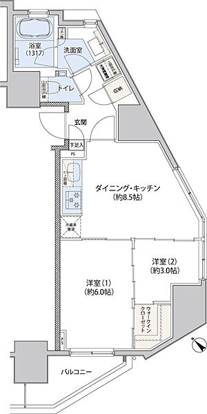 レジディア文京小石川II ｜東京都文京区小石川3丁目(賃貸マンション2DK・13階・46.44㎡)の写真 その2