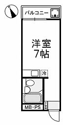 セザール馬込 ワンルームの間取図画像