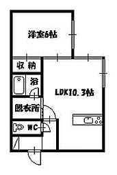 メモリアル東光 1LDKの間取図画像