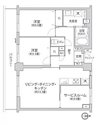 グリーンコート海老名 2SLDKの間取図画像