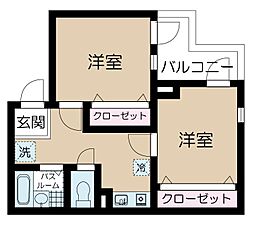 アムール戸山 2Kの間取図画像