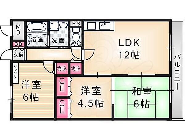 シャトル端穂 ｜兵庫県尼崎市東園田町４丁目(賃貸マンション3LDK・3階・60.93㎡)の写真 その2