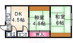 コーポ高田 2DKの間取図画像