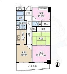 ドエル食満 3DKの間取図画像