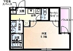 フジパレス立花町二丁目1番館 1Kの間取図画像