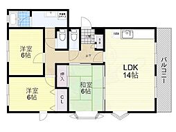 シロハイヌ武庫元町 3LDKの間取図画像