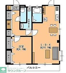 東武伊勢崎線 獨協大学前駅 徒歩25分の賃貸マンション 3階2LDKの間取り