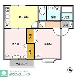 つくばエクスプレス 八潮駅 バス15分 八潮市役所バス停下車 徒歩6分の賃貸アパート 2階2DKの間取り