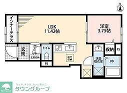 東武伊勢崎線 獨協大学前駅 4.8kmの賃貸アパート 1階1LDKの間取り