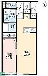 つくばエクスプレス 八潮駅 徒歩17分の賃貸アパート 2階1LDKの間取り