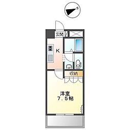 東武伊勢崎線 獨協大学前駅 徒歩12分の賃貸マンション 2階1Kの間取り