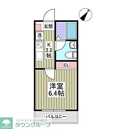 JR武蔵野線 東川口駅 徒歩16分の賃貸アパート 2階1Kの間取り