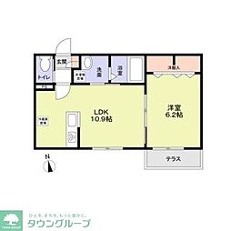 JR京浜東北・根岸線 川口駅 徒歩15分の賃貸マンション 1階1LDKの間取り