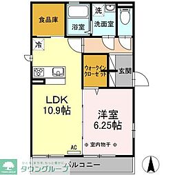日暮里舎人ライナー 谷在家駅 徒歩3分の賃貸アパート 2階1LDKの間取り