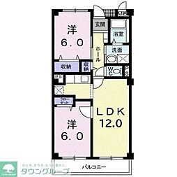 サバービア・ベル　メゾン 2階2LDKの間取り