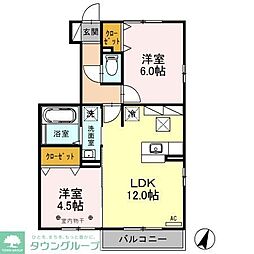 つくばエクスプレス 三郷中央駅 徒歩11分の賃貸アパート 2階2LDKの間取り