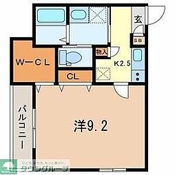 ルミエール 1Kの間取図画像