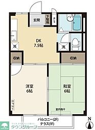 ガーデンハイツビスタ 2DKの間取図画像