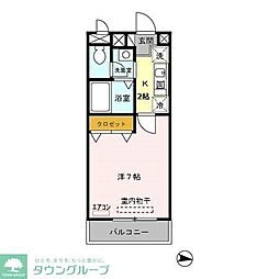 グランディール 1Kの間取図画像