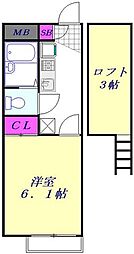 レオパレスヴァンセート 1Kの間取図画像
