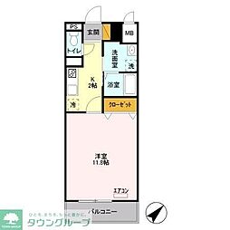 キャメロット新越谷 1Kの間取図画像