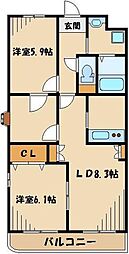ランドロードUA棟 2SLDKの間取図画像