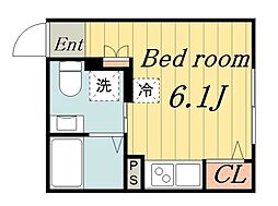 グランデージ ワンルームの間取図画像