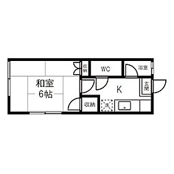 コーポ杉 1Kの間取図画像