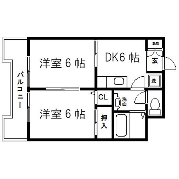 第十三ショーケービル ｜宮城県仙台市青葉区宮町4丁目(賃貸マンション2DK・3階・39.96㎡)の写真 その2