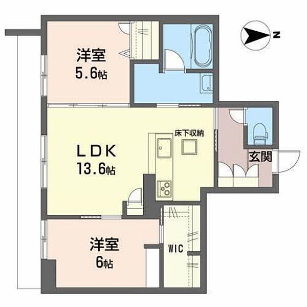 グリスィーヌ ｜宮城県仙台市若林区六丁の目北町(賃貸マンション2LDK・1階・61.78㎡)の写真 その2