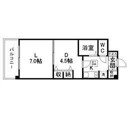 上杉五番館 4階1DKの間取り