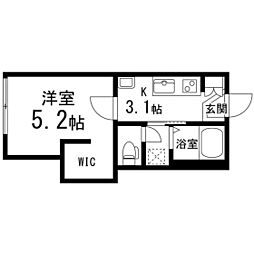 フラワーハイツA 1階1Kの間取り