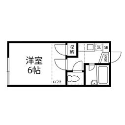 グリーンハイツM 1階1Kの間取り