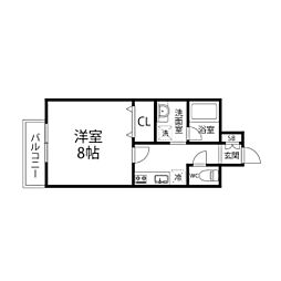 ポミエ北山 1Kの間取図画像