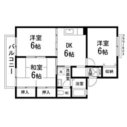 ボヌールB 3DKの間取図画像