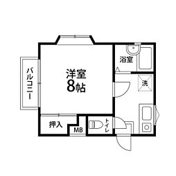 トリノ長町南 1Kの間取図画像