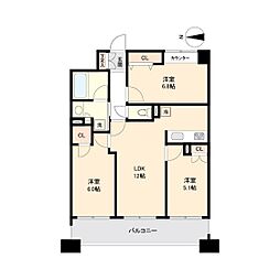 グランカーサ仙台五橋 3LDKの間取図画像