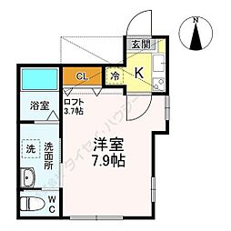 ルナプレナ 2階1Kの間取り