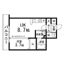 カーサヴェルテ仙台西公園 1LDKの間取図画像