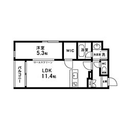 カーサヴェルデ米ケ袋 1LDKの間取図画像