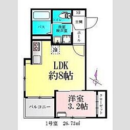 BAU上杉公園 1LDKの間取図画像