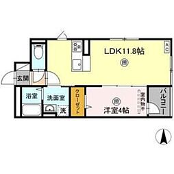 アパート 1LDKの間取図画像