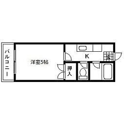 パークハイツ清水沼 1Kの間取図画像