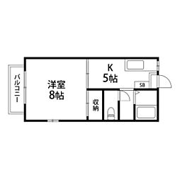ジュネスダイドーA 1Kの間取図画像