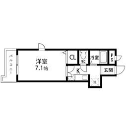 レジデンスササキ 1Kの間取図画像