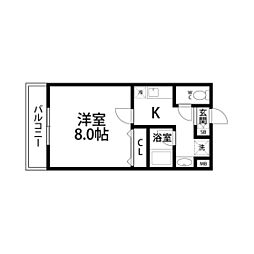 ヴィラ・ラレーヌ 1Kの間取図画像