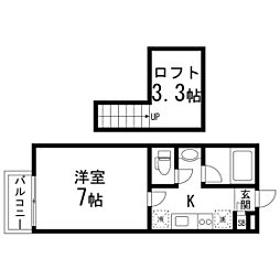 アスコット原町四丁目 1Kの間取図画像