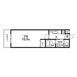 カーサヴェルデ春日町 1Kの間取図画像